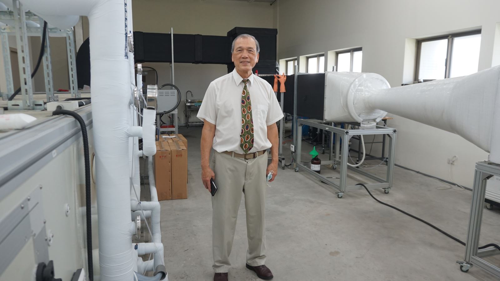 Professor Luh-Maan Chang at the Innovative Filtration Technology Laboratory
