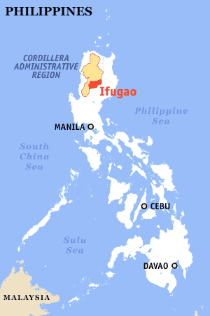 圖3 ：標出首都馬尼拉與伊富高位置之菲律賓地圖
