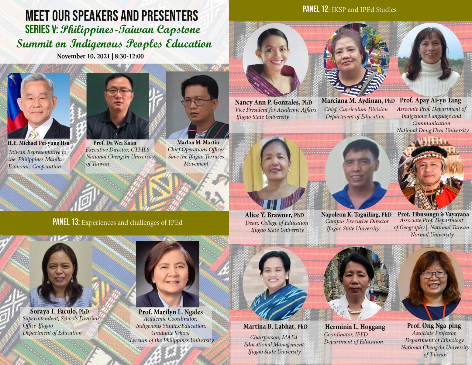 邀請菲律賓、臺灣雙邊原住民教育學者以及政府官員針對原住民教育議題進行專題發表和交流對話。