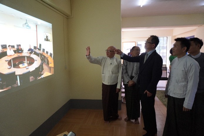 AV equipment testing on EBRD’s opening day by NCNU and attending members of the ceremony in Yangon